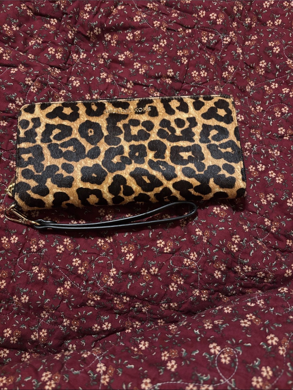 Michael Kors Leopard Print calf hair Wristlet Clutch